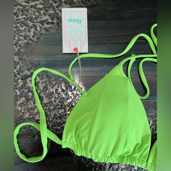 Maaji Limeade Green Edge Sliding Triangle Bikini Top size large NWT green blue - Picture 5 of 7